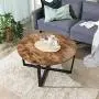 VASAGLE ALINRU Round Coffee Table, Industrial Style Cocktail Table, Durable Metal Frame, Easy to Assemble, for Living Room, Rustic Brown ULCT88X VASAGLE ALINRU Round Coffee Table, Industrial Style Cocktail Table, Durable Metal Frame, Easy to Assemble, for Living Room, Rustic Brown ULCT88X