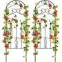 Amagabeli Garden Trellis 60'' x 18'' Rustproof Black Iron Potted Vines Vegetables Flowers Patio Metal Wire Lattice Grid Panels for Ivy Roses Cucumbers Clematis Supports 2 Pack