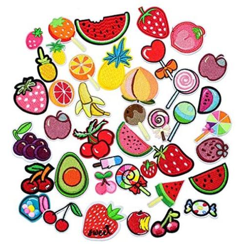 ZHDTW Bundle of 40pcs Various Fruit Iron on Patches for Kids Clothing Cute Small Apple Banana Iron Patches for Backpacks Jeans (DT039)