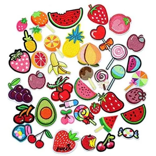 ZHDTW Bundle of 40pcs Various Fruit Iron on Patches for Kids Clothing Cute Small Apple Banana Iron Patches for Backpacks Jeans (DT039)