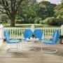 Crosley Furniture Griffith 4-Piece Metal Outdoor Conversation Set with Table, Loveseat, and 2 Chairs - Sky Blue