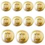 11 Pieces Metal Blazer Button Set - Naval Anchor Crest - for Blazer, Suits, Sport Coat, Uniform, Jacket (Gold)