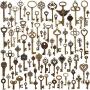 KeyZone 100 Pcs Vintage Antique Bronze Mixed Skeleton Key Charms Pendants DIY for Jewelry Making and Handmaking