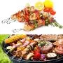 Unves Kabob Skewers, 17'' Reusable Flat Metal Skewers for Grilling, Stainless Steel Grill BBQ Skewers Wide Shish Kabob Sticks for Shrimp Meat Chicken Vegetable, 10 Pack