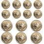 14 Pieces Gold Vintage Antique Metal Blazer Button Set - 3D Lion Head - for Blazer, Suits, Sport Coat, Uniform, Jacket 17mm 23mm