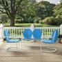 Crosley Furniture Griffith 3-Piece Metal Outdoor Conversation Set with Loveseat and 2 Chairs - Sky Blue