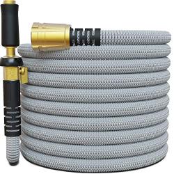 TITAN 150FT Garden Hose - All New Expandable Water Hose with Triple Latex Core 3/4'' Easy Removal Solid Brass Fittings Expanding Extra Strength Fabric Flexible Hose with Jet Nozzle and Washers (G)