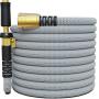 TITAN 150FT Garden Hose - All New Expandable Water Hose with Triple Latex Core 3/4'' Easy Removal Solid Brass Fittings Expanding Extra Strength Fabric Flexible Hose with Jet Nozzle and Washers (G)