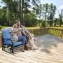 Giantex Loveseat Outdoor Patio Rocking Glider Cushioned 2 Seats Steel Frame Furniture (Navy)
