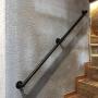 Wall Handrail 10ft Section for Stairs Steps -Dark Iron-Easy Install for Outdoor Indoor Stairs Porch Deck Hand Rail (Black)