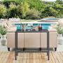 Mr IRONSTONE Outdoor Bar Table 46.5” Pub Height Dining Table Bistro Patio Table with Waterproof Top and Hammer Finish Stands