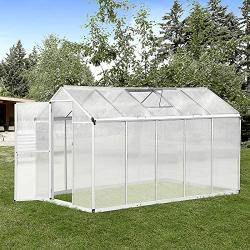 Outsunny 10 L x 6 W Outdoor Walk-in Garden Greenhouse with Roof Vent for Ventilation & Rain Gutter for Water Collection