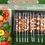 BearMoo Kabob Skewers 17'' Stainless Steel BBQ Barbecue Skewers 7/20'' Flat Metal Grilling Skewers Set, Reusable BBQ Sticks (Set of 10 +1 X Handy Storage)