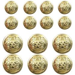 14 Piece Metal Blazer Button Set - for Blazer, Suits, Sport Coat, Uniform, Jacket (Gold)18mm 23mm