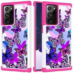 Yerebel Galaxy Note 20 Ultra Case 6.9 Inch/Galaxy Note 20 Ultra 5G Cute Case for Girls, Shockproof Defender Heavy Duty Phone Cover Cases for Samsung Galaxy Note 20 Ultra (Butterfly)