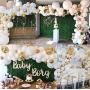 OMIA White Balloons Garland Kit - 104pcs 12Inch White Balloons & Gold Confetti Balloons Garland Arch Kits for Party Decoration - Wedding Birthday Baby Shower Graduation
