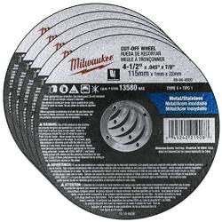 Milwaukee 4-1/2 in. Aluminum Oxide Cutting Cut-Off Wheel 0.045 in. thick x 7/8 in. (Pack of 5).