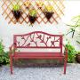 PHI VILLA Outdoor Garden Bench, 50”L Steel Patio Bench for Yard, Lawn, Balcony, Porch, Red Bird Modern Bench with Backrest and Armrest