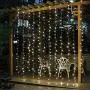 Twinkle Star 300 LED Window Curtain String Light Wedding Party Home Garden Bedroom Outdoor Indoor Wall Decorations, Warm White