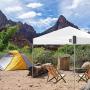 E-Z UP Ambassador Instant Shelter Canopy, 10 x 10, Roller Bag and 4 Piece Spike Set, Steel Gray