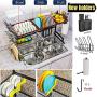 Dish Rack Over Sink Dish Drying Rack Kitchen Stainless Steel Over The Sink Shelf Storage Rack (Sink Length≤36.5inch)