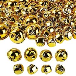 250 Pieces Jingle Bells Metal Star Cutout Jingle Bells and Craft Bells for Christmas Party Decorations Craft Decorations DIY Bells for Wreath (Gold)