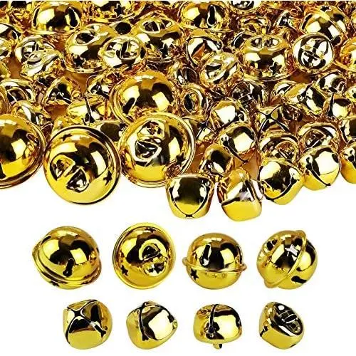 250 Pieces Jingle Bells Metal Star Cutout Jingle Bells and Craft Bells for Christmas Party Decorations Craft Decorations DIY Bells for Wreath (Gold)