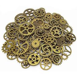 LolliBeads 120 Gram Antiqued Bronze Metal Skeleton Steampunk Watch Gear Cog Wheel Sets( 80pcs)