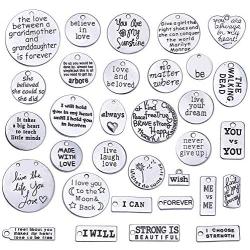 Jdesun 31 Pieces Inspiration Words Charms, Mixed Inspirational Message Charm Pendants for Crafting Necklace Bracelet