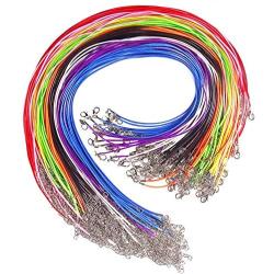 Paxcoo 100 Pcs 18 Inches Waxed Cotton Necklace Cord with Lobster Claw Clasp for DIY Jewelry Making, Mix Color