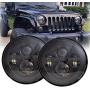 LX-LIGHT 7 Round Black Cree LED Headlight High Low Beam Compatible with Jeep Wrangler JK TJ LJ CJ Hummber H1 H2 (Pair)