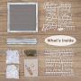 Gelibo Double Sided Letter Board with 750 Precut White & Gold Letters,Months & Days & Extra Cursive Words, Wall & Tabletop Display, Letters Organizer Box (Cyan Rustic 10x10)