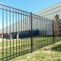 XCEL - Black Steel Anti-Rust Fence Panel - Flat End Picket - 6.5ft W x 5ft H - Easy Installation Kit, Outdoor Residential Fencing for Yard, Garden, Concrete, 3-Rail Metal Fence, Include a Fence Post