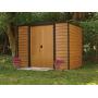 Arrow Woodridge Low Gable Steel Storage Shed, Coffee/Woodgrain 8 x 6 ft. Arrow Woodridge Low Gable Steel Storage Shed, Coffee/Woodgrain 8 x 6 ft.