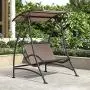 PURPLE LEAF 2-Seat Deluxe Outdoor Patio Porch Swing with Weather Resistant Steel Frame, Brown PURPLE LEAF 2-Seat Deluxe Outdoor Patio Porch Swing with Weather Resistant Steel Frame, Brown