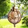 IJ INJUICY Outdoor Hanging Lantern, Rustic Waterproof Pendant Lighting Fixture in Metal with Glass Globe, 7.1'' Exterior Hanging Light for Porch, Exterior, Entryway (Gold)
