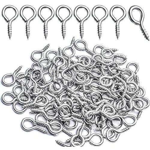 BronaGrand Small Eye Hooks,100pcs 13x7mm Mini Eye Pins Eye Screw Hooks Metal Eyelets Screw Eye Lags for Resin Jewelry Bead Plastic Wood