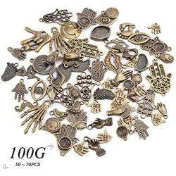 Human Body Parts Charms Collection, 100g(About 50-70 Pieces) Vintage Hand Eye Footprint Moustache Tooth Lip Smile Face Pendants for DIY Jewelry Hand Made Craft, Antique Bronze