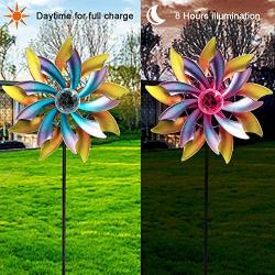 MAGGIFT 57 Inch Solar Wind Spinner with Metal Garden Stake, Multi Color Changing LED Solar Powered Glass Ball, Outdoor Wind Catcher Yard Patio Christmas Holiday Decoration