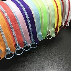 WKXFJJWZC 10pcs Mix Color （60cm） 24'' Openings 5# Resin Zipper Pull Ring Zipper Head DIY Sewing Handbags Clothing Accessories (24inch)