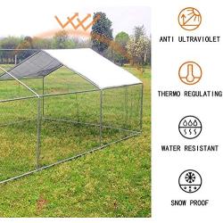 wonline Large Metal Chicken Coop, Hen Rabbit Chicken Cage, Backyard Walk-in Pens Crate Enclosure Playpen Pet Exercise