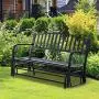 Outsunny 50'' Outdoor Patio Swing Glider Bench Chair - Black Outsunny 50'' Outdoor Patio Swing Glider Bench Chair - Black