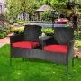 Tangkula Outdoor Rattan Loveseat, Patio Conversation Set with Cushions & Table, Modern Patio Furniture Set Wicker Sofa Set with Built-in Coffee Table, Rattan Sofas for Garden Lawn Backyard Tangkula Outdoor Rattan Loveseat, Patio Conversation Set with Cushions & Table, Modern Patio Furniture Set Wicker Sofa Set with Built-in Coffee Table, Rattan Sofas for Garden Lawn Backyard