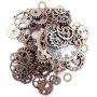 Fireboomoon 100 Gram (Approx 80pcs) Assorted Antique Steampunk Gears Charms Pendant Clock Watch Wheel Gear for Crafting, Jewelry Making Accessory (Copper)