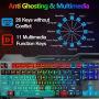 Wireless Gaming Keyboard and Mouse,RGB Backlit Rechargeable Keyboard Mouse with 4800mAh Battery Metal Panel,Removable Hand Rest Mechanical Feel Keyboard and 7 Color Gaming Mute Mouse for PC Gamer