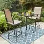Patio Bar Height Table Outdoor Metal Frame Bistro Table with Umbrella Hole Patio Bar Height Table Outdoor Metal Frame Bistro Table with Umbrella Hole