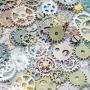 levylisa Bulk 150 Gram Small Plated Wheel Gear,GearJewelry Scrapbooking Charms Wheel,Old Steampunk Watch Parts Pieces Vintage Antique Cogs Wheels (150g)