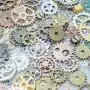 levylisa Bulk 150 Gram Small Plated Wheel Gear,GearJewelry Scrapbooking Charms Wheel,Old Steampunk Watch Parts Pieces Vintage Antique Cogs Wheels (150g)