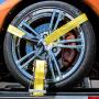 VULCAN Car Tie Downs with Chain Anchors - Lasso Style - 2 Inch x 96 Inch, 4 Pack - Classic Yellow - 3,300 Pound Safe Working Load