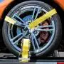 VULCAN Car Tie Downs with Chain Anchors - Lasso Style - 2 Inch x 96 Inch, 4 Pack - Classic Yellow - 3,300 Pound Safe Working Load VULCAN Car Tie Downs with Chain Anchors - Lasso Style - 2 Inch x 96 Inch, 4 Pack - Classic Yellow - 3,300 Pound Safe Working Load